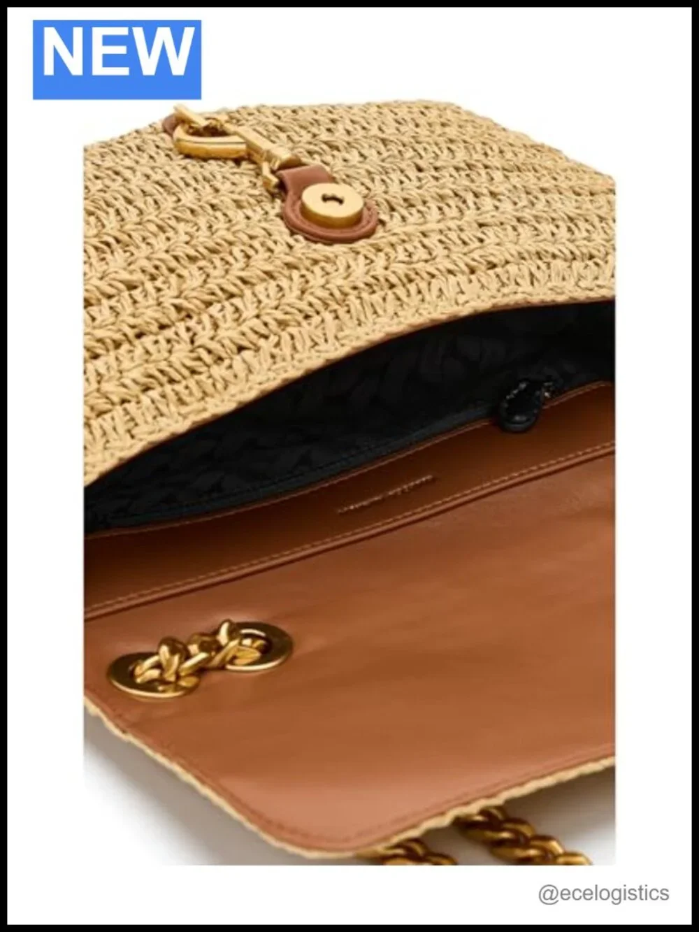 Straw Crossbody Bag with Leather Strap